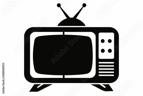 tv silhouette line art vector illustration with a white background