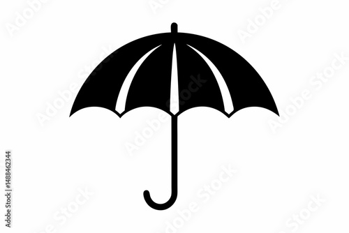 umbrella silhouette line art vector illustration with a white background