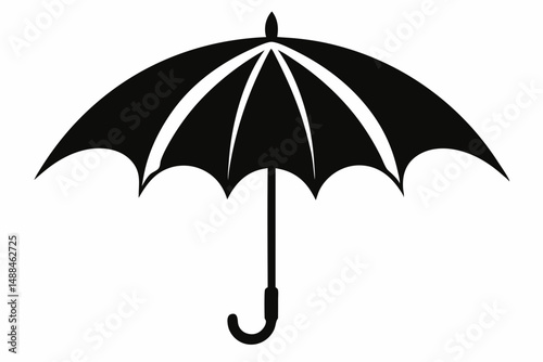 umbrella silhouette line art vector illustration with a white background