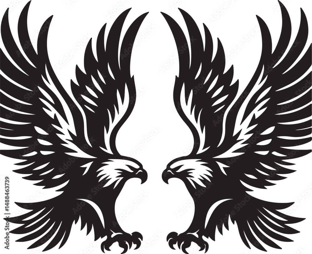 Fototapeta premium Cute Eagle high quality black vector
