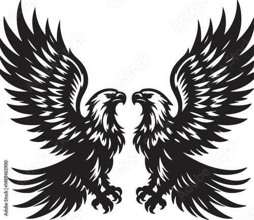 Cute Eagle high quality black vector