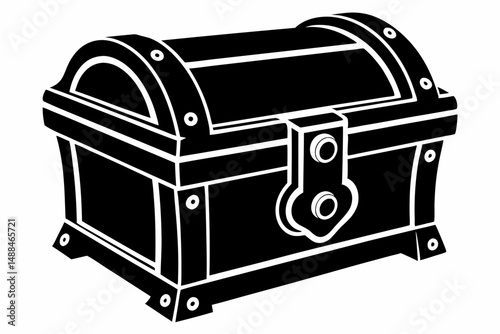 wooden chest silhouette line art vector illustration with a white background