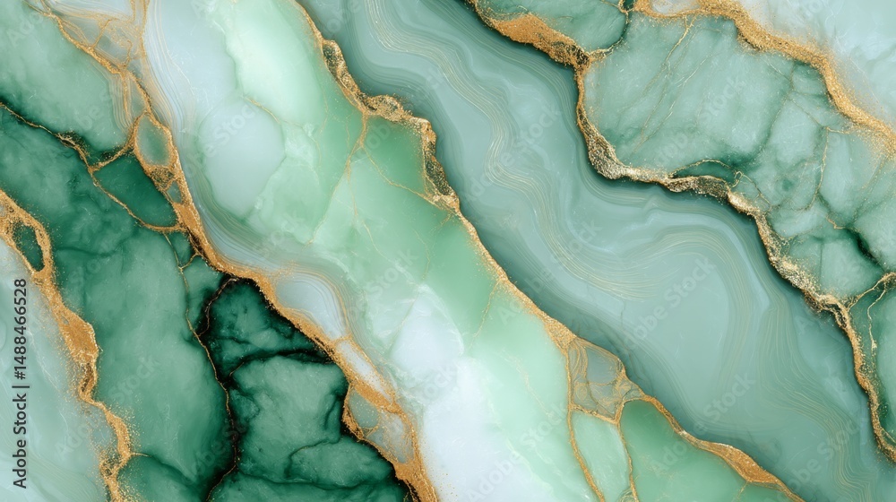 Obraz premium Stunning Green and Gold Marble Design
