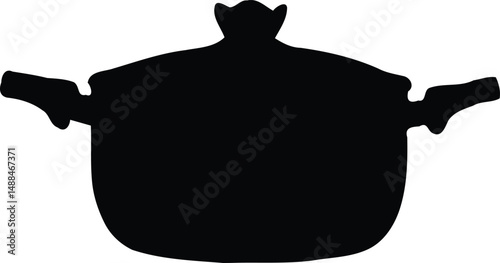 Silhouette of a Cooking Pot with Lid – Essential Kitchenware for Boiling, Stewing, and Culinary Designs – Minimalist Black Icon for Home Cooking, Restaurants, and Food Graphics