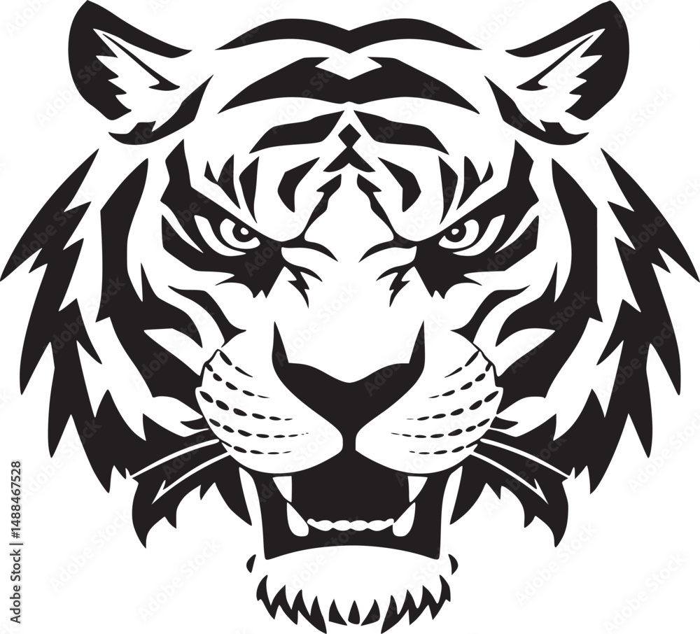 Fototapeta premium black tiger silhouette tattoo