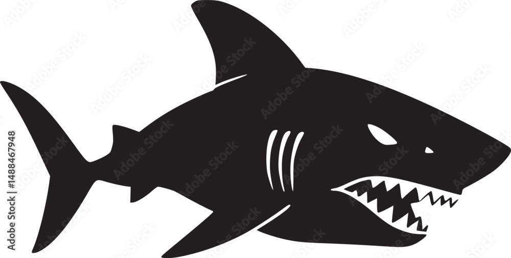 Fototapeta premium black outline silhouette shark