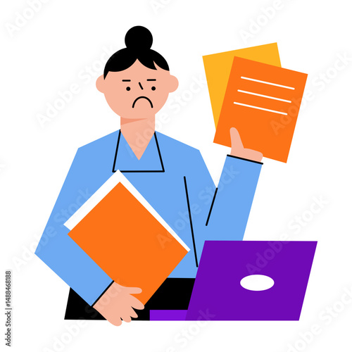 A flat style illustration of a sad employee
