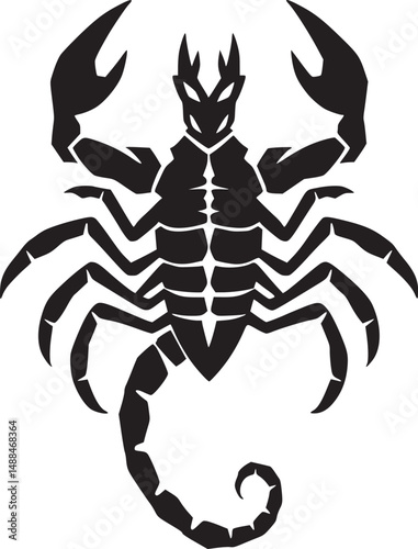 black and white silhouette tattoo of scorpion
