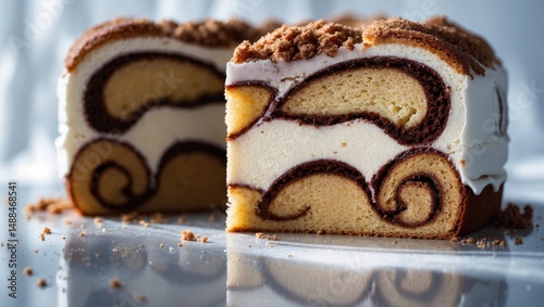 Served slices of Cinnamon Swirl Cake photo