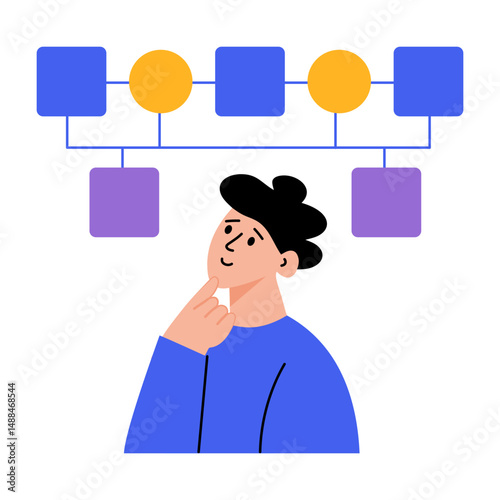 A flat style illustration showing mind mapping