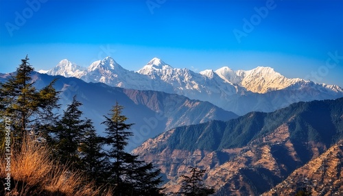 beautiful majestic dhauladhar range of himalayas captured in dharamshala with telephoto lens