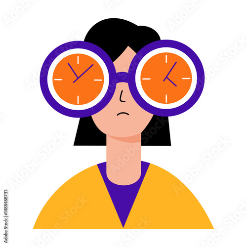 A flat style illustration depicting working hours