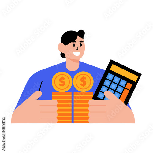 A flat style illustration of an accountant