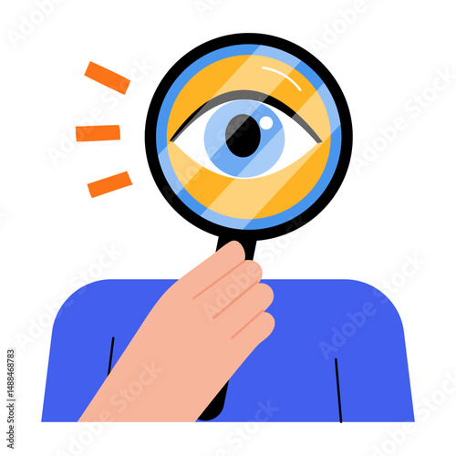 A flat style illustration depicting a finding character