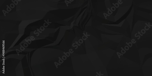 Black crumple obsolete billboard rumple. wrinkle ripped creased black crumple aged closeup craft document grunge recycling paper background.	

