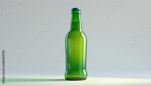 Clipping path of a green beer bottle against white background