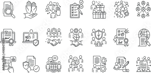 Partnership Line Editable Icons set. Vector illustration in modern thin line style of business icons: agreement, documentation, conversation, and more.