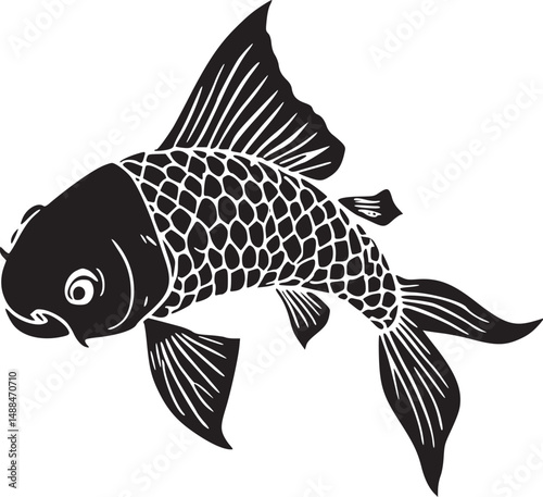 black koi fish silhouette tattoo ideas