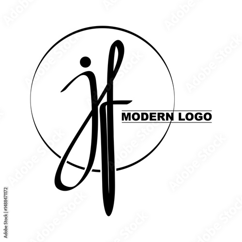 J, f logo vector design in circle

