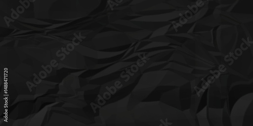 Black crumple obsolete billboard rumple. wrinkle ripped creased black crumple aged closeup craft document grunge recycling paper background.	
