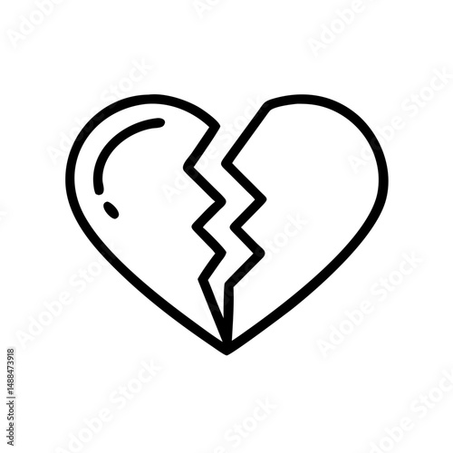 Broken Heart Icon Representing Heartbreak or Sadness