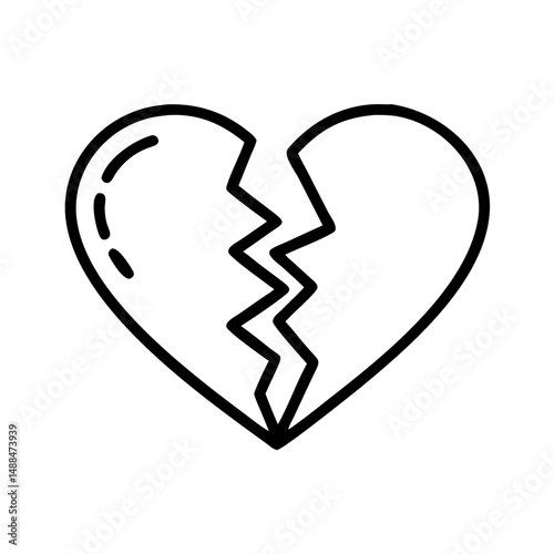 Broken Heart Icon Representing Heartbreak or Sadness