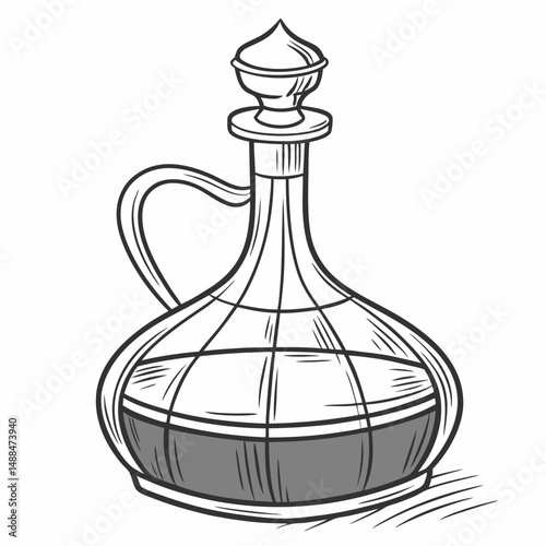 Elegant hand drawn decanter with transparent background