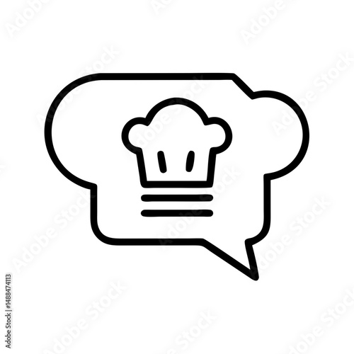 Chef Hat in Chat Bubble Icon Representing Culinary Communication