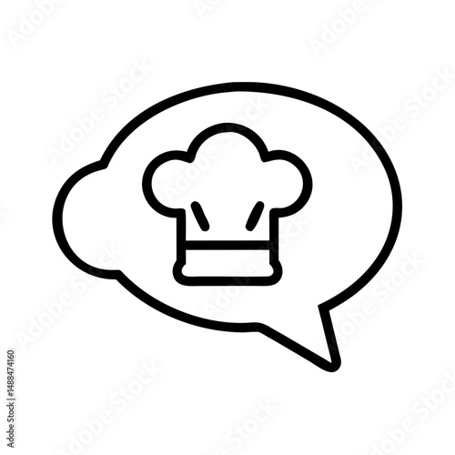 Chef Hat in Chat Bubble Icon Representing Culinary Communication