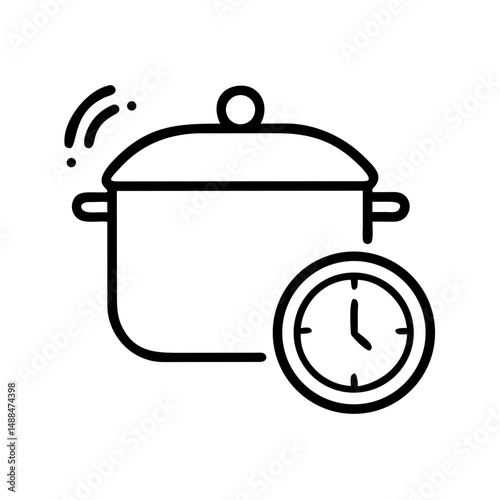 Cooking Pot with Timer Icon Representing Timed Meal Preparation