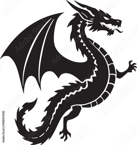 black silhouette dragon tattoo