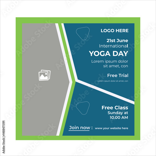 Yoga studio Social Media banner template. Meditation Social media post design