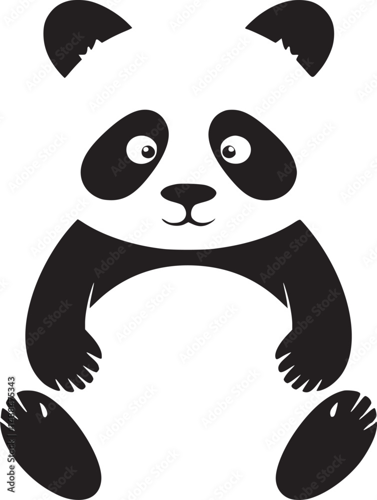 Fototapeta premium black outline panda tattoo