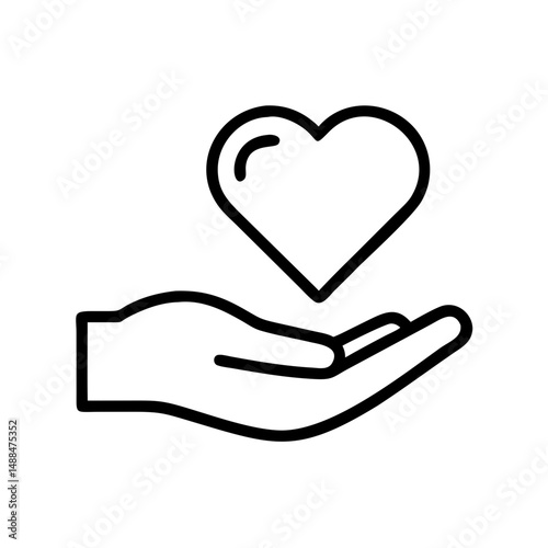 Heart in Hand Icon Representing Health Support and Caregiving