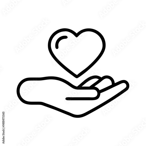 Heart in Hand Icon Representing Health Support and Caregiving