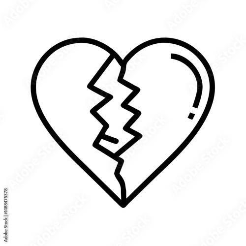 Heart with Crack Icon Representing Emotional Pain and Heartbreak