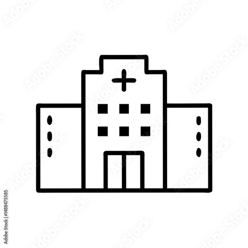 Hospital Building Icon Representing Health Institution and Medical Services