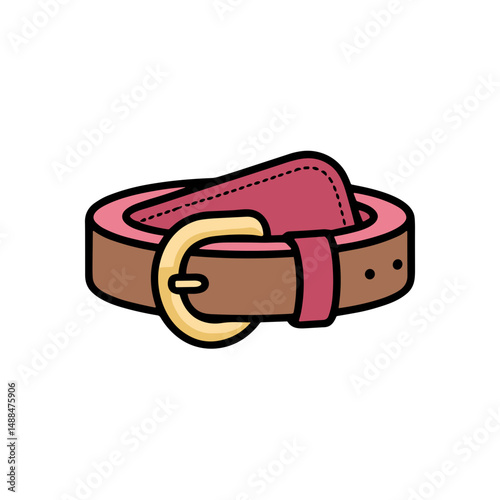 Colorful leather belt with golden buckle for summer accessories  