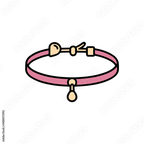 Minimal pink choker necklace with charm representing summer accessories  