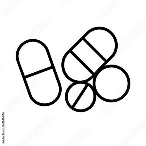 Medicine Pills Icon Representing Pharmaceutical Products and Health Treatment