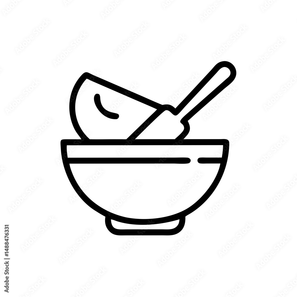 Mixing Bowl Icon Representing Ingredient Preparation and Cooking Process Mixing Bowl Icon Representing Ingredient Preparation and Cooking Process