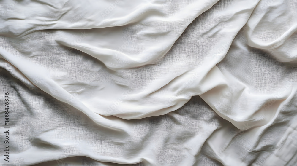 Obraz premium Vintage white cloth texture with delicate wrinkles and a soft, seamless background, delicate, fabric, wrinkles