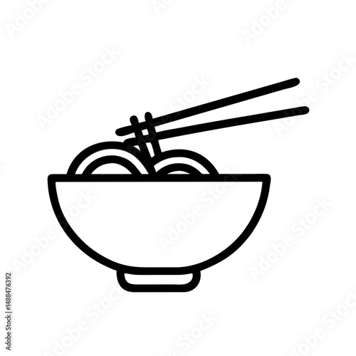 Noodle Bowl with Chopsticks Icon Representing Asian Cuisine and Traditional Meal