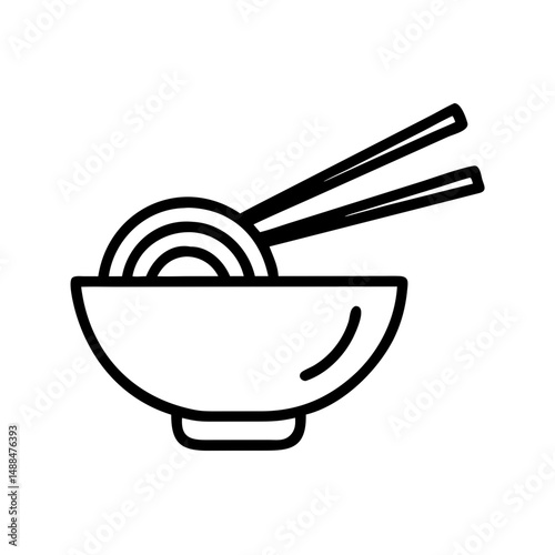 Noodle Bowl with Chopsticks Icon Representing Asian Cuisine and Traditional Meal