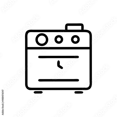 Oven with Timer Icon Representing Baking Appliance and Cooking Equipment