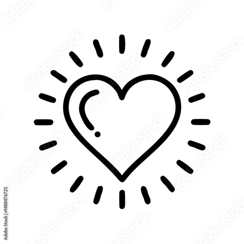 Radiating Heart Icon Representing Expressive Love and Emotional Warmth