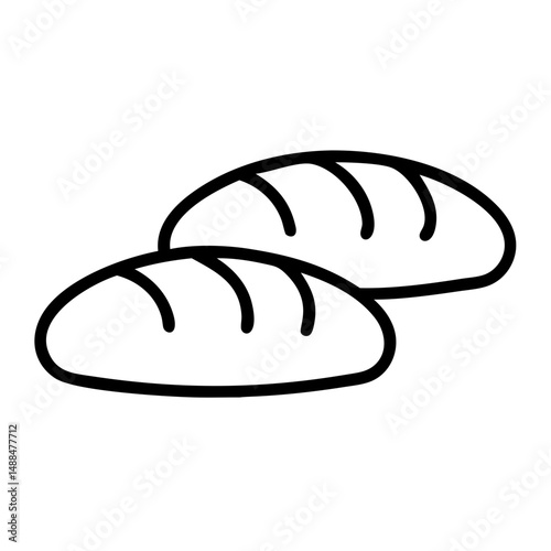 Twin Bread Loaves Icon Representing Fresh Bakery and Baked Goods
