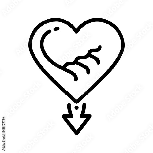 Upside Down Heart Icon Representing Stylized Love and Emotional Symbol