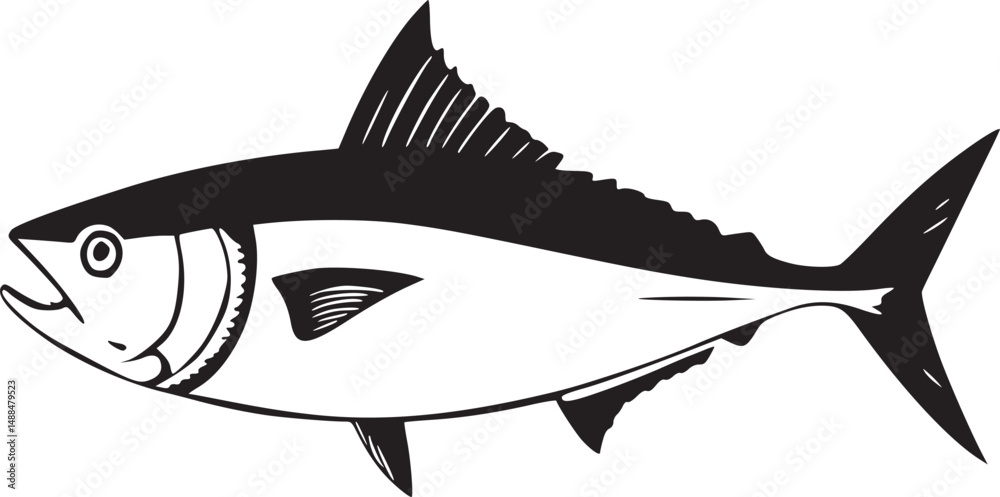 Fototapeta premium black tuna fish silhouette tattoo ideas