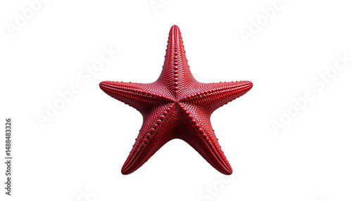 Vibrant Red Starfish Isolated on White Background, Highlighting Marine Beauty
